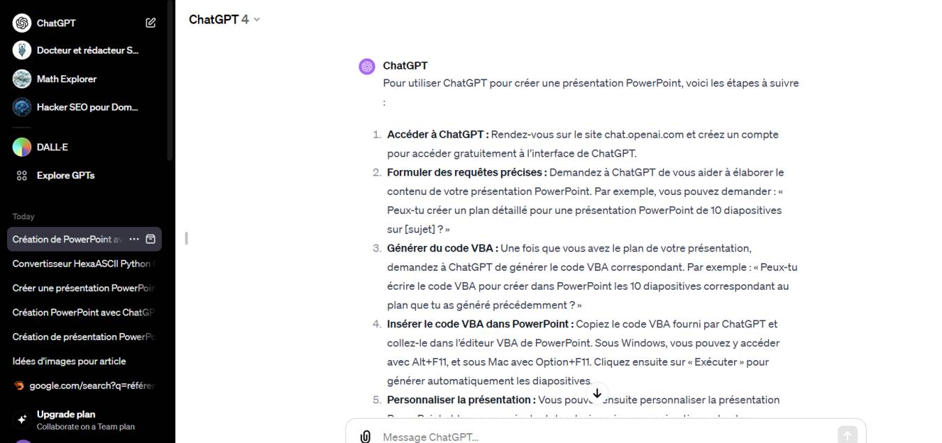 chatgpt powerpoint generateur