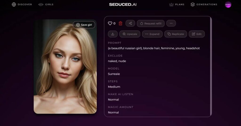 seduced.ai interface