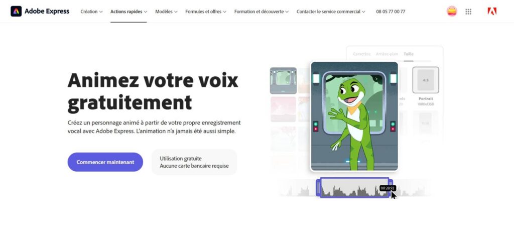 animer par la voix adobe express accueil