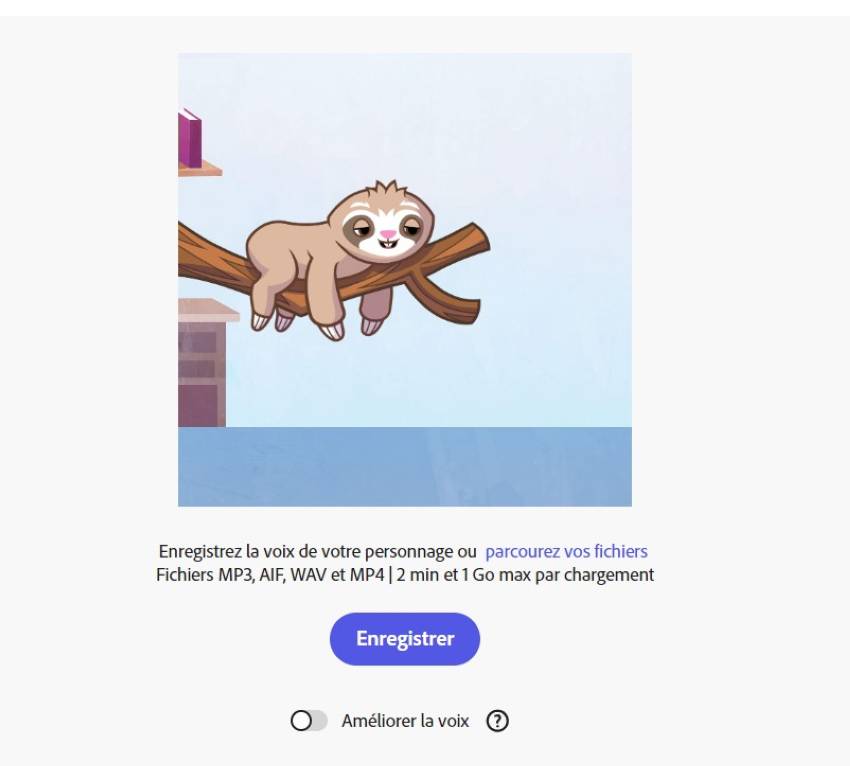 enregistrer voix adobe express anime par la voix